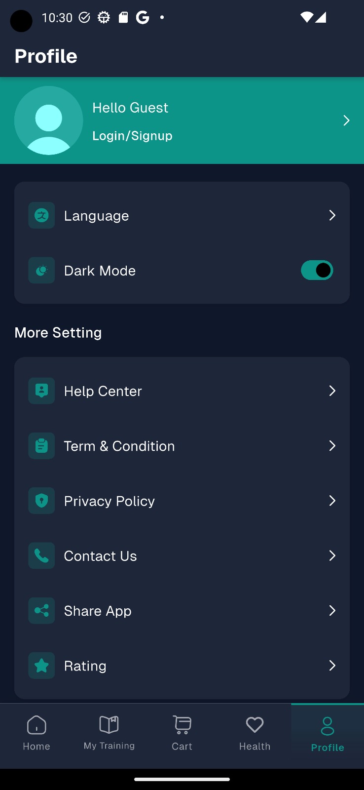 Fit Flow App - Profile Screen